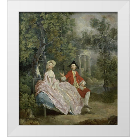 Conversation In a Park White Modern Wood Framed Art Print by Gainsborough, Thomas