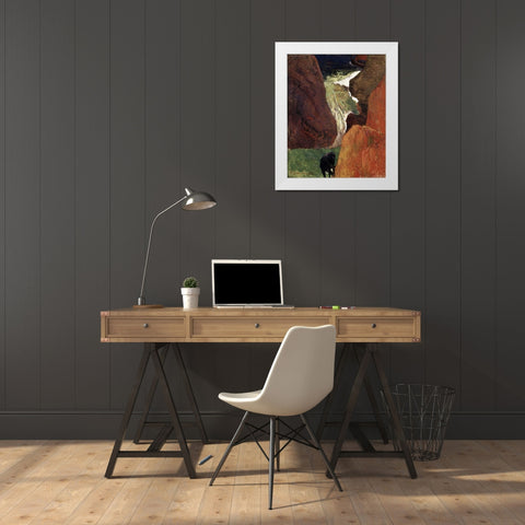 Above the Abyss Au Dessus du Gouffre White Modern Wood Framed Art Print by Gauguin, Paul