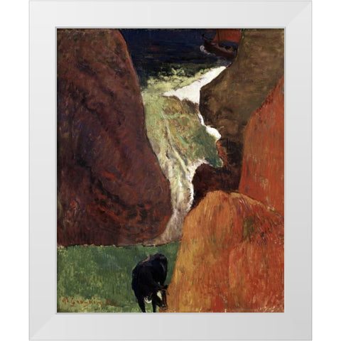 Above the Abyss Au Dessus du Gouffre White Modern Wood Framed Art Print by Gauguin, Paul
