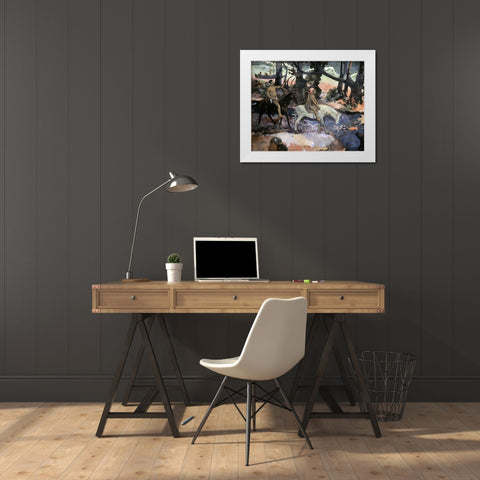 Escape Ford White Modern Wood Framed Art Print by Gauguin, Paul