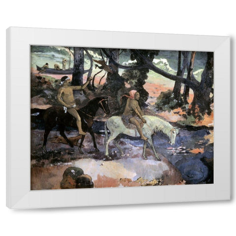 Escape Ford White Modern Wood Framed Art Print by Gauguin, Paul