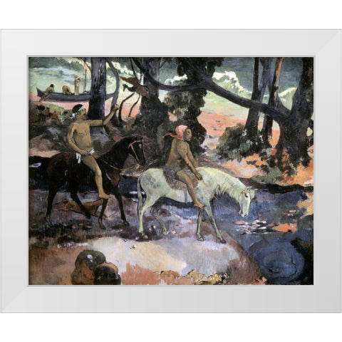 Escape Ford White Modern Wood Framed Art Print by Gauguin, Paul