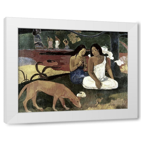 Joyousness White Modern Wood Framed Art Print by Gauguin, Paul