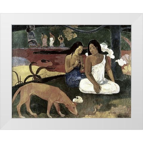 Joyousness White Modern Wood Framed Art Print by Gauguin, Paul