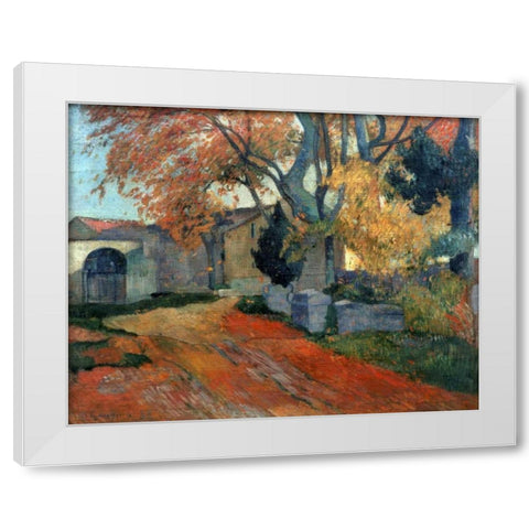LAllee des Alyscalps Arles White Modern Wood Framed Art Print by Gauguin, Paul