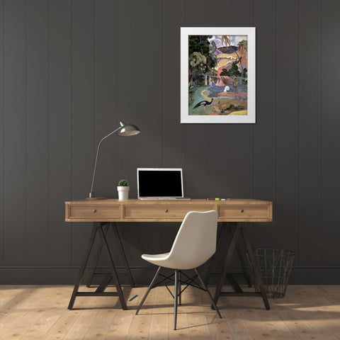 Matamoe White Modern Wood Framed Art Print by Gauguin, Paul