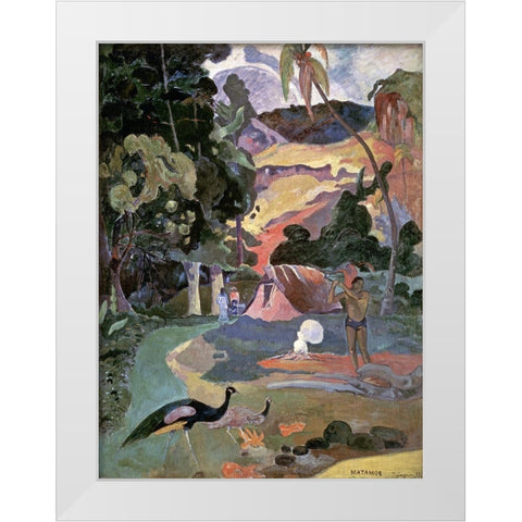 Matamoe White Modern Wood Framed Art Print by Gauguin, Paul