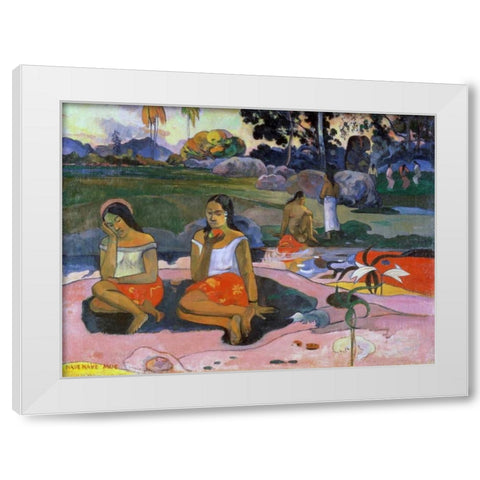 Spring of Miracles White Modern Wood Framed Art Print by Gauguin, Paul