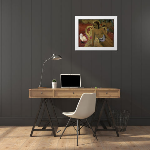 Vairumati White Modern Wood Framed Art Print by Gauguin, Paul
