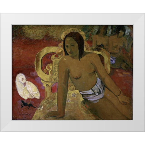 Vairumati White Modern Wood Framed Art Print by Gauguin, Paul