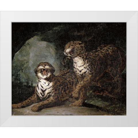 Two Leopards White Modern Wood Framed Art Print by Gericault, Theodore
