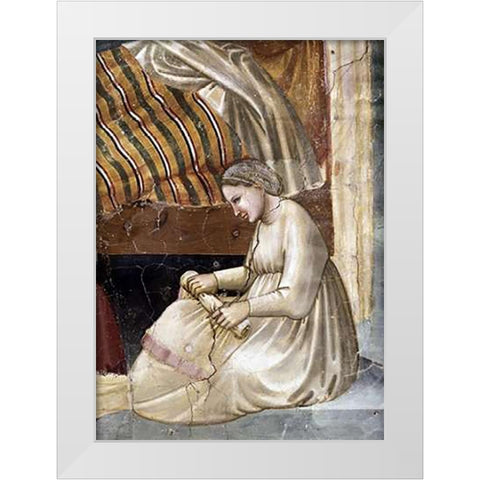 Birth of The Virgin - Detail White Modern Wood Framed Art Print by Giotto