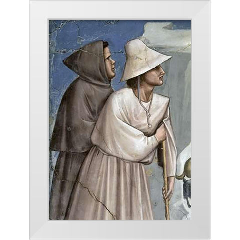 Josephs Dream - Detail White Modern Wood Framed Art Print by Giotto