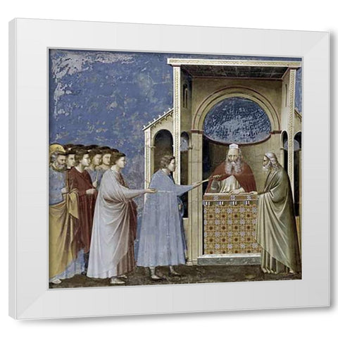 Virgins Suitors Presenting Their Rods White Modern Wood Framed Art Print by Giotto