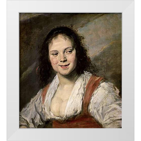 Gypsy Girl White Modern Wood Framed Art Print by Hals, Frans