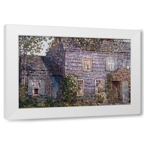 Hutchison House, East Hampton, Long Island White Modern Wood Framed Art Print by Hassam, Childe