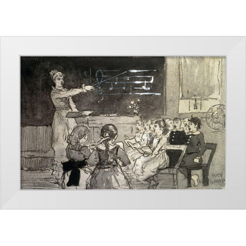 The Music Lesson White Modern Wood Framed Art Print by Homer, Winslow
