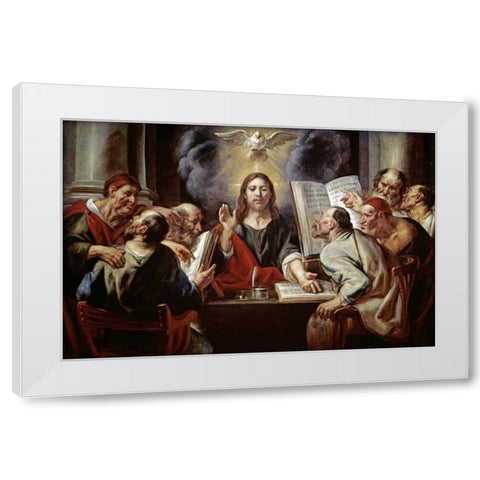 Christ Disputing with the Pharisees White Modern Wood Framed Art Print by Jordaens, Jacob