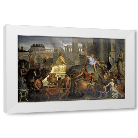 Alexanders Entrance Into Babylon White Modern Wood Framed Art Print by Le Brun, Charles