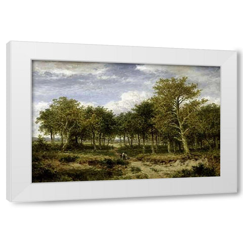Wooded Landscape Near Surrey White Modern Wood Framed Art Print by Leader, Benjamin Williams