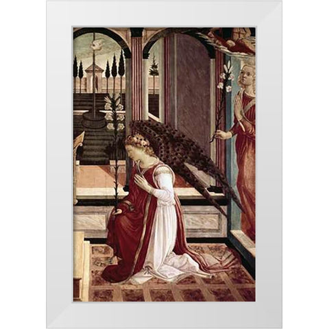 Annunciation - Detail White Modern Wood Framed Art Print by Lippi, Filippo