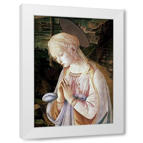 Madonna and Child With Angels - Detail White Modern Wood Framed Art Print by Lippi, Filippo