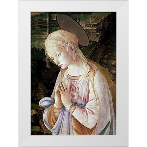 Madonna and Child With Angels - Detail White Modern Wood Framed Art Print by Lippi, Filippo