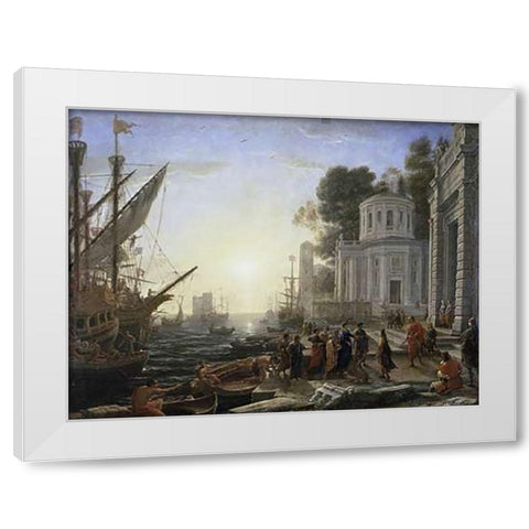 Arrival of Cleopatra White Modern Wood Framed Art Print by Lorrain, Claude