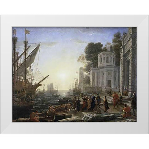 Arrival of Cleopatra White Modern Wood Framed Art Print by Lorrain, Claude