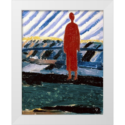 A Red Figure White Modern Wood Framed Art Print by Malevich, Kazimir