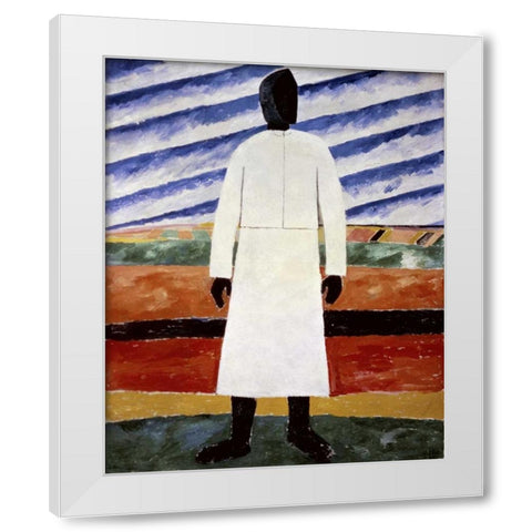 Farmer White Modern Wood Framed Art Print by Malevich, Kazimir