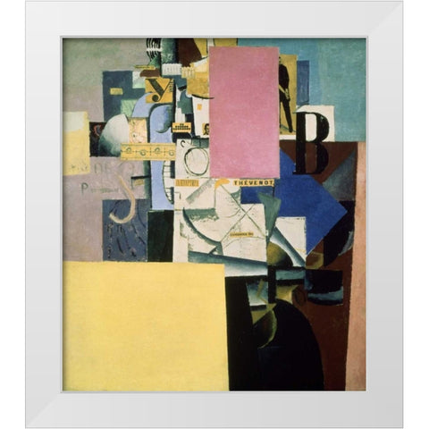 Lady By The Poster White Modern Wood Framed Art Print by Malevich, Kazimir