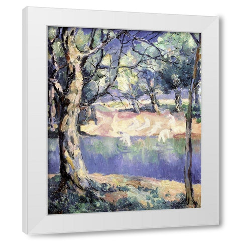River In The Forest White Modern Wood Framed Art Print by Malevich, Kazimir