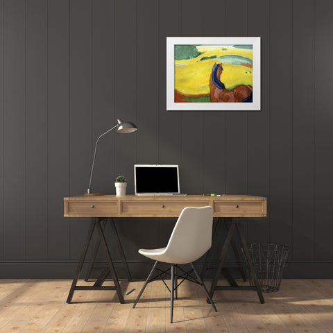 Horse in the Landscape White Modern Wood Framed Art Print by Marc, Franz