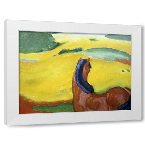 Horse in the Landscape White Modern Wood Framed Art Print by Marc, Franz