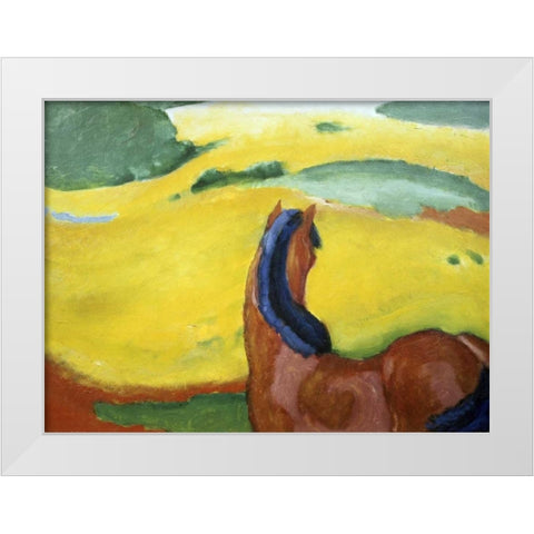 Horse in the Landscape White Modern Wood Framed Art Print by Marc, Franz