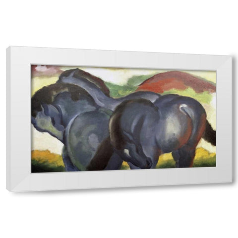 Little Blue Horses White Modern Wood Framed Art Print by Marc, Franz