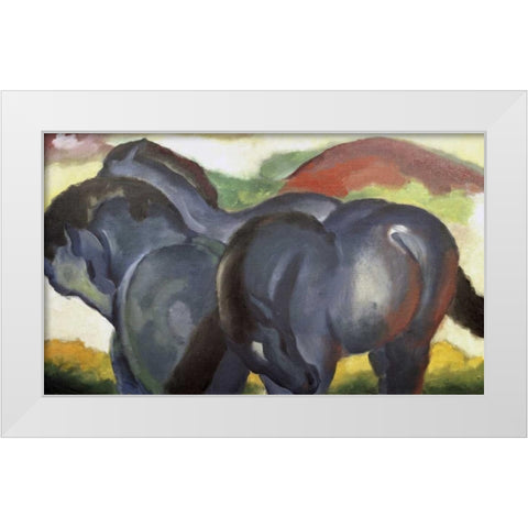 Little Blue Horses White Modern Wood Framed Art Print by Marc, Franz