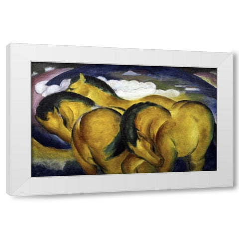 Little Yellow Horses White Modern Wood Framed Art Print by Marc, Franz