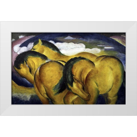 Little Yellow Horses White Modern Wood Framed Art Print by Marc, Franz