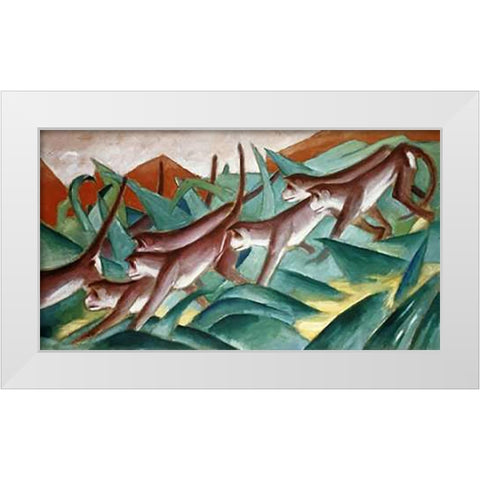 The Monkey Frieze White Modern Wood Framed Art Print by Marc, Franz