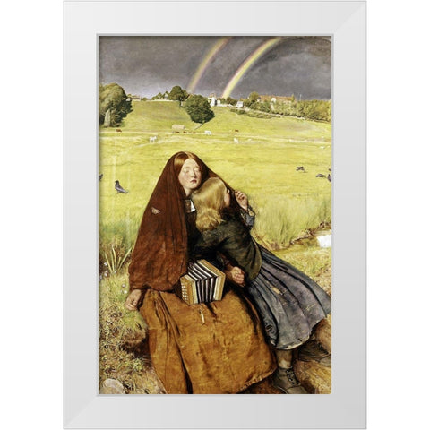 Blind Girl White Modern Wood Framed Art Print by Millais, John Everett