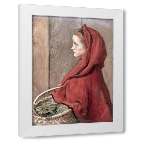 Red Riding Hood (The Artists Daughter Effie) White Modern Wood Framed Art Print by Millais, John Everett