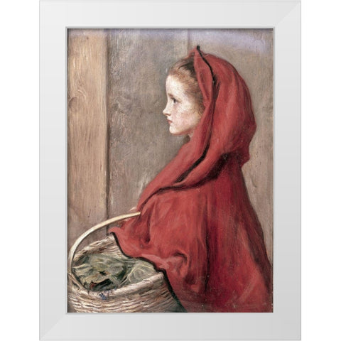 Red Riding Hood (The Artists Daughter Effie) White Modern Wood Framed Art Print by Millais, John Everett