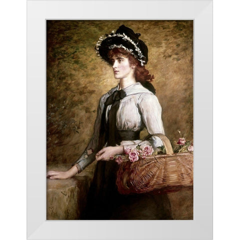 Sweet Emma Moreland White Modern Wood Framed Art Print by Millais, John Everett
