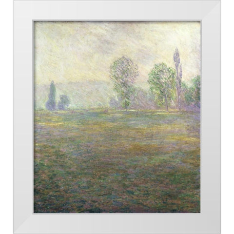 A Meadow in Giverny White Modern Wood Framed Art Print by Monet, Claude