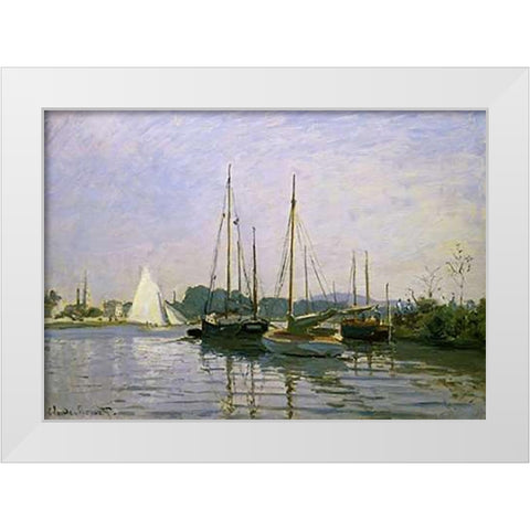Boats: Regatta at Argenteuil c. 1872-73 White Modern Wood Framed Art Print by Monet, Claude