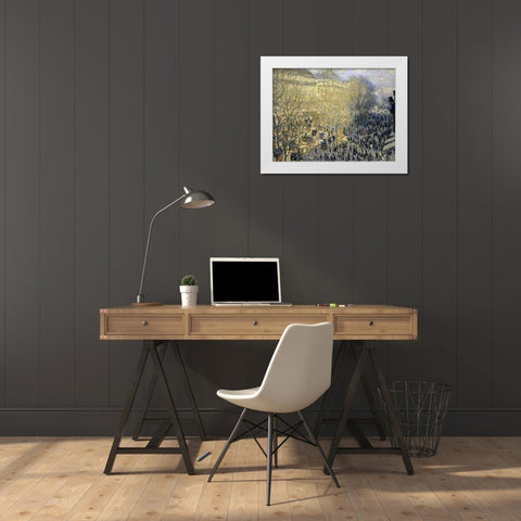 Boulevard des Capucines White Modern Wood Framed Art Print by Monet, Claude
