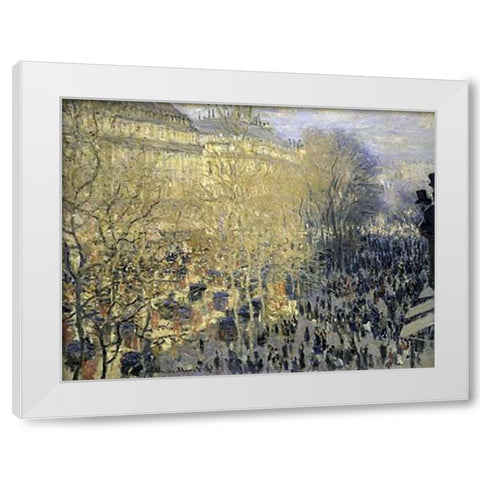 Boulevard des Capucines White Modern Wood Framed Art Print by Monet, Claude