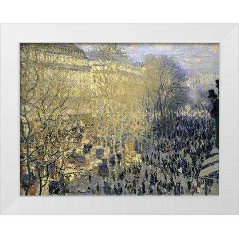 Boulevard des Capucines White Modern Wood Framed Art Print by Monet, Claude